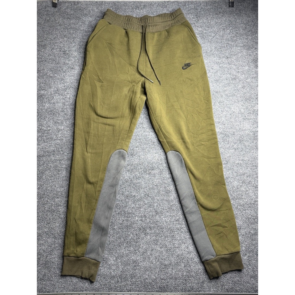 Nike Tech Fleece Pants Mens‎ L Green Joggers Sweatpants Zip Pocket Logo Athletic